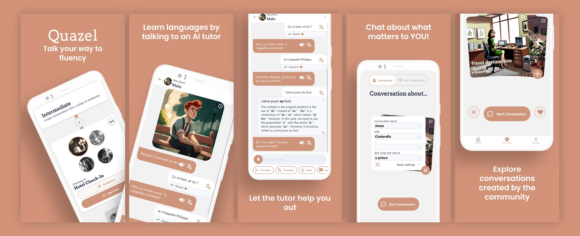 quazel features ai language tutor