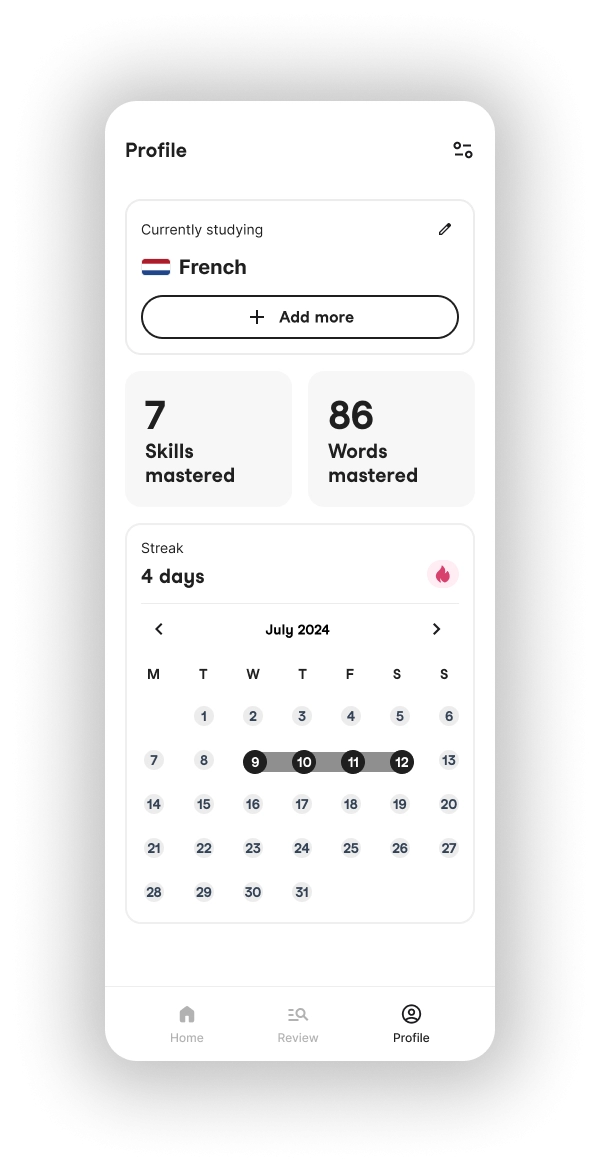 univerbal app streak screen